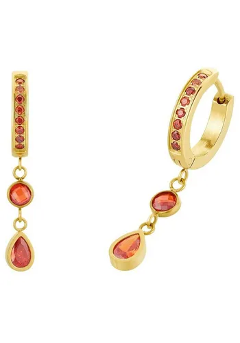 Amor Creolen Edelstahl Damen Ohrschmuck mit Zirkonia - Ohrringe für Damen, elegante Creolen aus Edelstahl, 3,4 cm, mit funkelnden Zirkonia, ideal als Geschenk in Schmuck Geschenk Box.