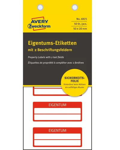 Avery Zweckform Eigentums-Etiketten Inventar-Etiketten Aufkleber Label Schild