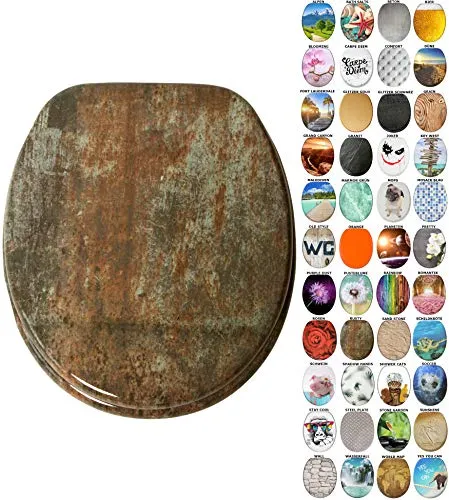 Rusty WC Sitz mit Absenkautomatik - Hochwertiger WC-Sitz aus bruchfestem Holz mit sanfter Absenkautomatik. Ideal für alle WC-Becken, einfach zu montieren und in kreativen Designs erhältlich.