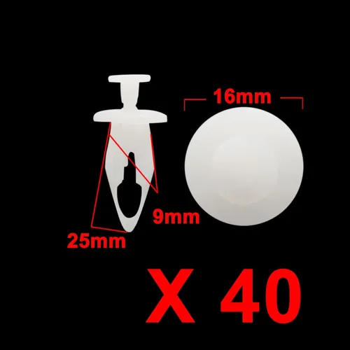 40stk weiß Plastikniet Spritzen Schutz Form Stoßdämpfer Klammern 9mm Auto