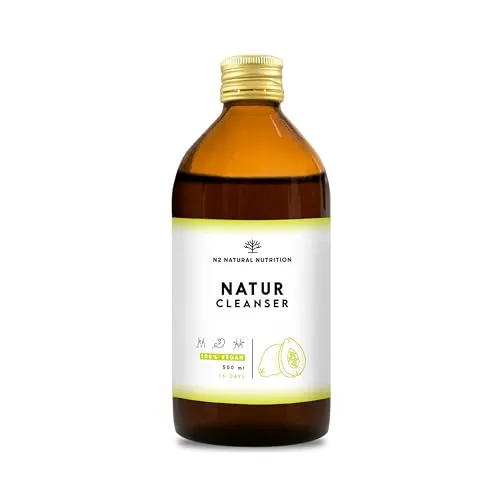 NATUR CLEANSER Flüssig 500ml 12 hocheffizienten Natur Pflanzen | Natürlich & Körper entgiften & bei Grüner Tee Guarana Papaya Löwenzahn Orthosiphon Vegan N2 Natural Nutrition