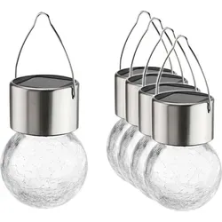 HI Solar-LED-Hängeleuchten 5er Set mit Risse-Glas-Design