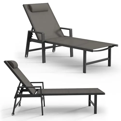 Mucola Sonnenliege mit Rollen – Wetterfeste Aluminium Gartenliege