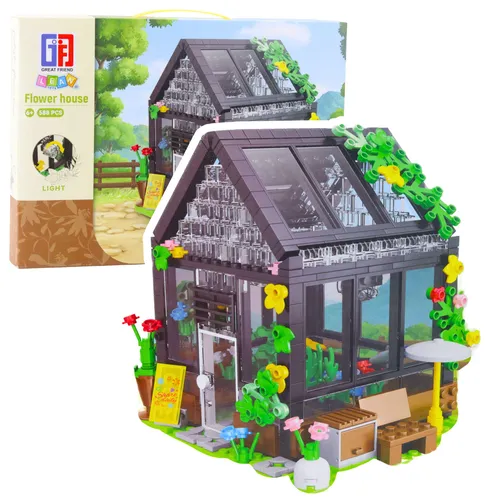 LeanTOYS Mini-Gewächshaus Spielset mit 588 Bausteinen