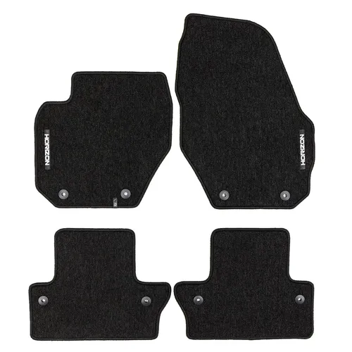 Velours Fußmatten für Volvo V60 I 2010-2018 – 4-teiliges Set in Schwarz - Praktisches 4-teiliges Fußmatten-Set für Volvo V60 I (2010-2018) aus langlebigem Velours. Mit Antirutsch- und wasserfesten Eigenschaften für optimalen Schutz und einfache Installation.