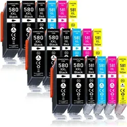 18er Pack Druckerpatronen 580 581 XXL kompatibel mit Canon TS705