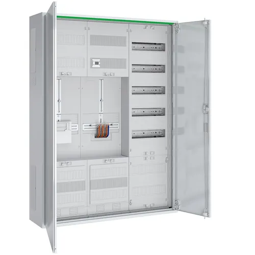 ABN ABNRS307Z0021 Zählerschrank 3Pkt, 1Z, 1R, 1V, 1APZ, sHS, IP44, SKII, 5-polig, BxHxT 800x1100x210 mm, weiß