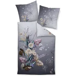 Janine Bettwäsche MODERN ART S BL 135x200 cm - Stilvolle lila Mako-Satin Garnitur - Bettwäsche aus 100% Baumwolle, Mako-Satin, lila und grau, mit Reißverschluss und Kissenbezug 80x80cm. Ideal für ein stilvolles Schlafzimmer und erholsamen Schlaf.