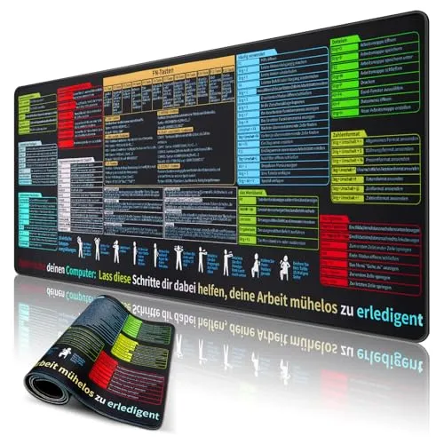 Omtofo Excel Mousepad Deutsch 800 x 300mm, Gaming Mousepad XL Desk Pad Groß Mauspad Bürozubehör Schreibtischunterlage Anti Rutsch Schreibtischunterlage für Büro und Zuhause(Deutsch)