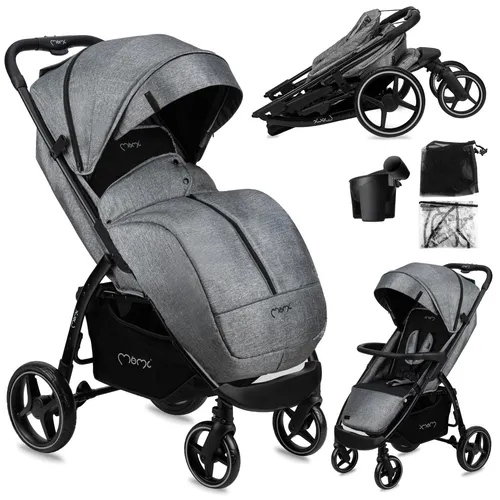 MoMi MIYA EVA Kinder-Buggy - Leichter und handlicher Buggy für Kinder ab 6 Monaten bis 22 kg, ausgestattet mit 5-Punkt-Sicherheitsgurt, Einkaufskorb, Fußsack und Regenschutz – ideal für Ausflüge bei jedem Wetter.