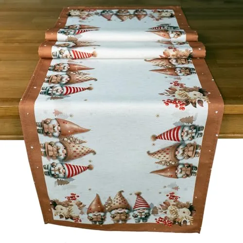 texpot Tischläufer 40 x 140 cm Wichtel mit Lurex Weihnachten Tischband