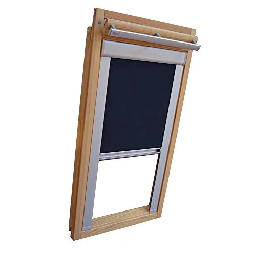 Verdunkelungsrollo Rollo für VELUX Dachfenster TYP GGL/GPL - 810 oder U10 - Farbe dunkelblau - mit Aluminium Seitenschienen - KLICK Montage