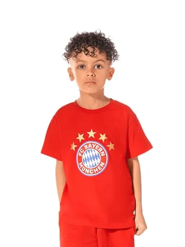 FC Bayern München Kinder T-Shirt Essential Rot Gr. 110/116 - Fußball-Fanartikel aus 100% Baumwolle, sportlicher Look in leuchtendem Rot mit dem ikonischen Logo, perfekt für kleine Fans!