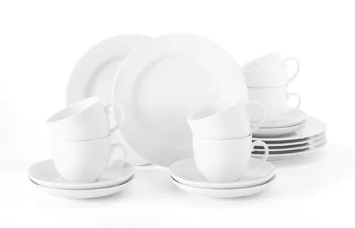 Seltmann Weiden Rondo Kaffeeservice 18-tlg - Komplett-Service aus hochwertigem Porzellan, klassisches Design in elegantem Weiß, perfekt für stilvolle Kaffeetafeln.