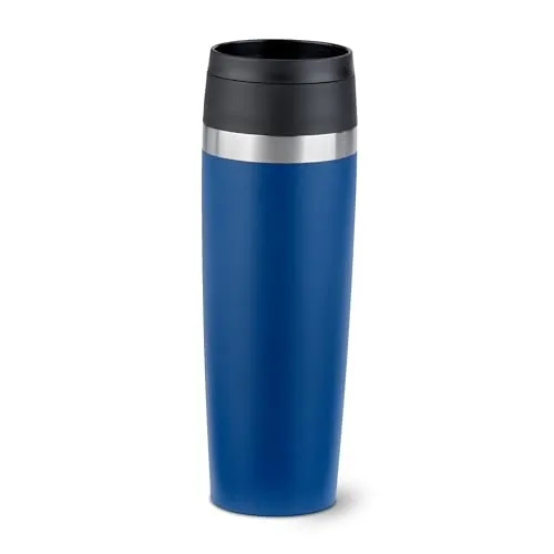 Emsa N2023650 Travel Mug Classic Isolierbecher 0,5 Liter, neuer Komfort Schraubverschluss, Pulverbeschichtung, Edelstahl, 360 Grad Trinköffnung, Dunkelblau