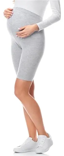 Be Mammy Damen Kurze Umstandsleggings Bequeme und Schwangerschaftsleggings aus Baumwolle Umstandshose Umstandsmode für Sommer BE20-228 (Melange, XL)