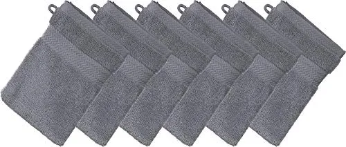 Erwin Müller Waschhandschuh Friedrichshafen 6er- Pack, 100% Baumwolle anthrazit Größe 15x21 cm - Premium-Qualität, unvergleichlich saugfähig, hautsympathisch, formstabil (weitere Farben)