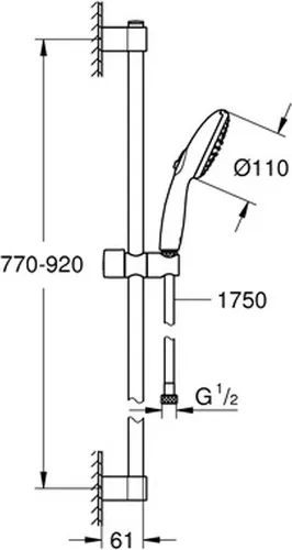 Grohe TEMPESTA 110 Brausestangenset, 2 Strahlarten in schwarz von GROHE