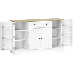 HOMCOM Sideboard Küchenschrank mit 4 Türen und Schublade, 138 cm, Weiß