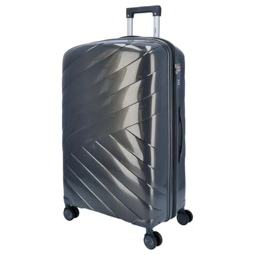 DYX 4 Rollen Koffer Dubai L 76 cm grau - Der elegante DYX Koffer Dubai bietet mit seiner robusten Hartschale und praktischen Dehnfalte maximale Kapazität für lange Reisen. Vier 360°-Leichtlaufrollen sorgen für müheloses Manövrieren.