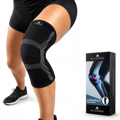 BLACKROX Kniebandage Sport – atmungsaktive Kniegelenkbandage für Stabilität beim Training – elastische Kniestütze beim Fußball, Joggen & Fitness – Kompressionsbandage für Damen & Herren – Schwarz, XL