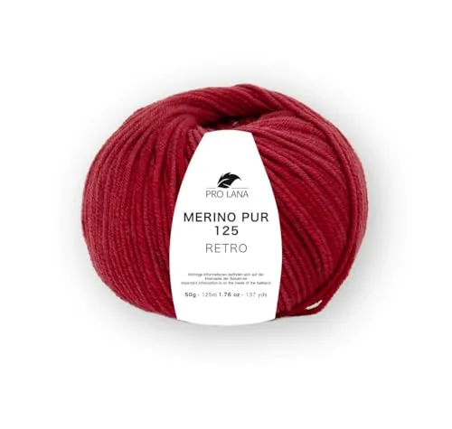 Merino Pur 125 Retro Strickgarn, 100% Extrafeine Merinowolle, Handgefärbt, Ton-in-Ton Farbverlauf (130 rot mel.)
