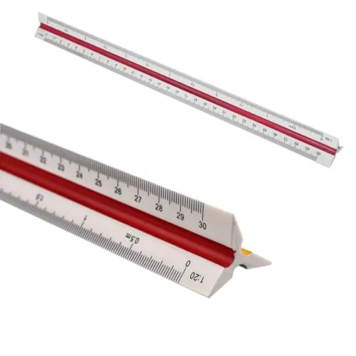 MITUMORMOR Maßstab Lineal, 30 cm Kunststoff Maßstab Lineal Dreikantmaßstab, Dreikantlineal Metrische Skalen 1:20 1:25 1:50 1:75 1:100 1:125