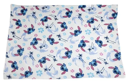 Aymax Disney Lilo & Stitch Kuscheldecke 110x150 cm – Weiche Flanell Wohndecke mit Palmen & Blumen – Offizielles Lizenzprodukt – 100% Polyester