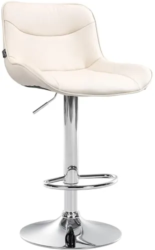 CLP Barhocker Vonore - Höhenverstellbar und 360° Drehbar in Creme-Chrom - Moderne Barhocker für Küchen und Bars, mit ergonomischem Design, 360° Drehfunktion und pflegeleichtem Kunstledersitz für höchsten Komfort.