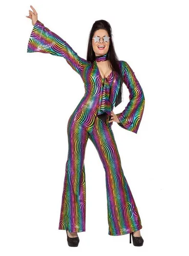 Metamorph Kostüm Psychedelischer Disco Catsuit, Dieser 70er Disco Dress macht schon beim Anblick high!