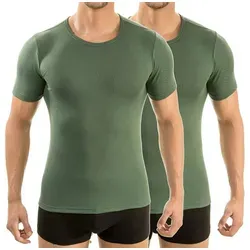 HERMKO Unterziehshirt 3840 - 2er Pack Herren kurzarm Shirt aus 100% Bio-Baumwolle - Herrenunterhemden aus 100% Bio-Baumwolle, OEKO-TEX® zertifiziert, in oliv, ideal für Komfort und Nachhaltigkeit.