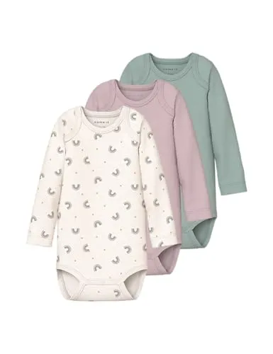 NAME IT Damen Nbfbody 3P Ls Rainbow Noos, Jet Stream, Numeric_80