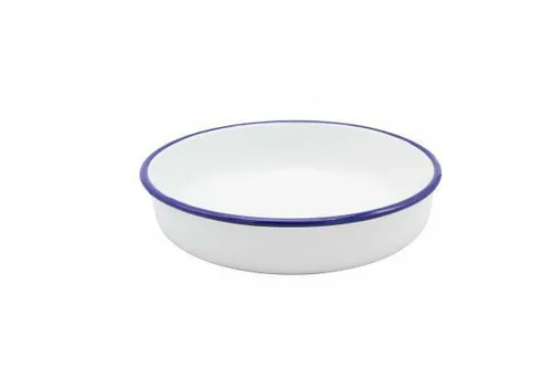 Karl Krüger Husum Durchmesser 24 cm Schale rund weiß mit blauem rand