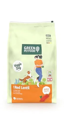 Green Petfood VeggieDog mit roter Linse 10 kg - 100% vegetarisches Hundefutter - Hundefutter für ausgewachsene Hunde, besonders verträglich und weizenfrei, mit roter Linse für optimale Aminosäurenversorgung und ohne Tierversuche.