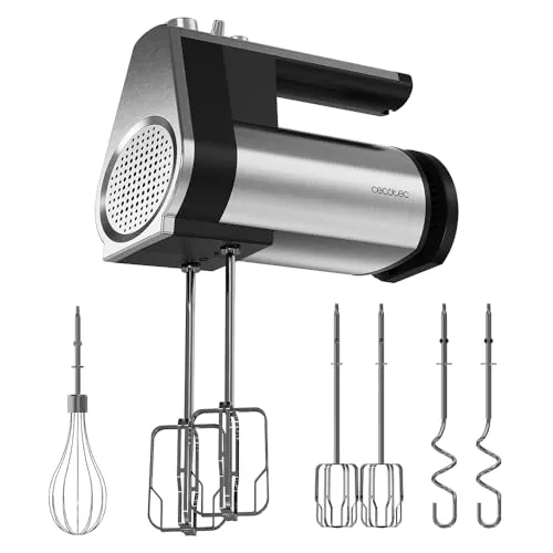 Cecotec Handrührgerät PowerTwist 500 Full Steel - Handmixer mit 500 W, 5 Geschwindigkeiten und Turbofunktion, inkl. Edelstahl-Zubehör für perfekte Ergebnisse und ergonomisches Design für komfortable Handhabung.
