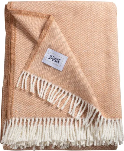 Wohndecke Relax, SCHÖNER WOHNEN-Kollektion - Bettdecken, kuschelige Decke in Braun mit gedrehten Fransen, ideal für gemütliche Abende und aus 50% Baumwolle, 50% Polyacryl für besten Komfort.