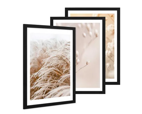 PHOTOLINI Bilderrahmen 3er Set breite Rahmen, extra Zubehör, (3er Set), im modernen Stil für Ihre stilvolle Wanddekoration