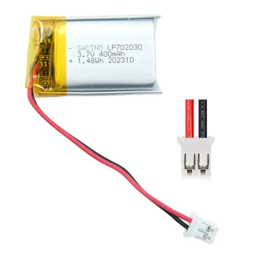 EFASO 3,7 V 400 mAh 702030 Lipo-Akku Wiederaufladbarer Lithium-Polymer-Ionen-Akku mit JST-Anschluss 2.0-2P Stecker