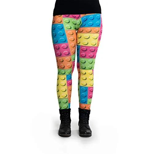 cosey - Bunte Bedruckte Motiv-Leggings (Einheitsgröße) - Design Blocks