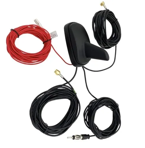 Vecys Dab Dab + FM/AM GPS Auto Antenne Haifischflosse Dach Signal Verstärker SMB auf SMA auf DIN Adapter 5 m RG174 Kabel für Navigation System