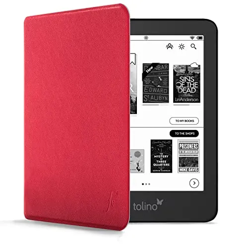 Forefront Cases Hülle für Tolino Shine 4. Generation (Modell: 2022) - Rot - Dünn und Leicht, Smart Auto Schlaf/Wach Schutz-Hülle (Tasche) für Tolino Shine 4. Generation