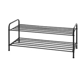 Haku-Möbel Schuhregal Barney 2 - Schuhschrank für bis zu 8 Paar Schuhe, stabil und platzsparend mit 2 Ebenen aus pulverbeschichtetem Stahlrohr in elegantem Schwarz.