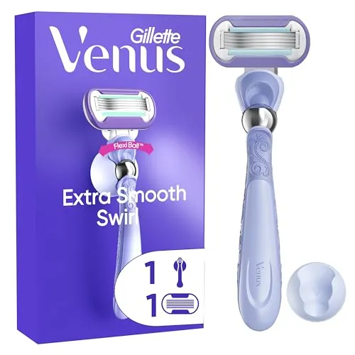 Gillette Venus Extra Smooth Swirl Damenrasierer, 1 Ersatzklingen, Schwenkbares Handstück und Duschhalterung