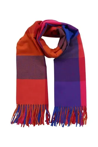 malito - Damen Modeschal - weicher XXL Viskosemix Schal - Winterschal Karo-Design modern & lang - Pashmina Stola Kaschmir S602 - (Pink kariert)