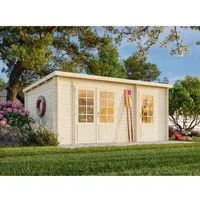 Gartenhaus Palmako Ella 13,1 m² - Gartenhaus mit Pultdach, aus hochwertigem Holz, ideal für Gartenlagerung oder als Rückzugsort im Freien.