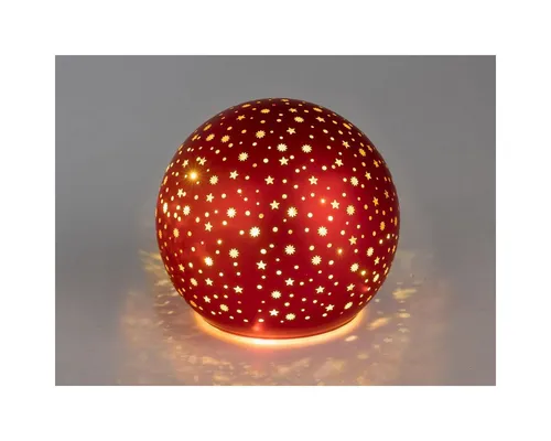 LED Deko Kugel STARS - Rote Kugellampe mit Timerfunktion - Moderne LED KUGELLAMPE aus Glas mit 15 cm Durchmesser, ideal für stimmungsvolle Dekoration. Inklusive praktischer Timerfunktion für automatisches Ein- und Ausschalten.