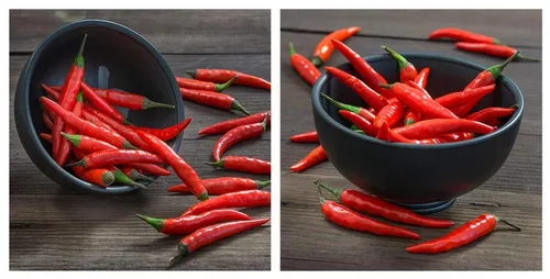 Levandeo® Glasbild, levandeo Glasbild 2er Set je 30x30cm Wandbild Glas Chili Peperoni