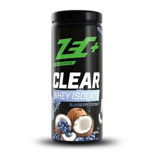 ZEC+ Clear Whey Isolate (900g, Blaubeere-Kokos) - Proteinreicher Shake mit 24,4 g pro Portion. Gluten- und laktosefrei, ideal für einen erfrischenden Genuss. Einfach mit Wasser mischen und genießen!