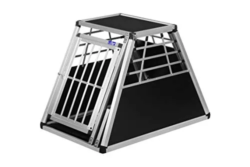 ALPUNA Transportbox N45 – Aluminium Hundebox 96×57×65 cm – Auto Hundebox mit Notausstieg, sicherer Hundetransport im Kofferraum
