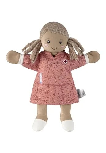 Sterntaler Handpuppe Krankenschwester mit Zöpfen - weiches Kinder Spielzeug zum Puppentheater, Erzählen, Kuscheln & Sprachförderung – perfekte Spielkameradin & Geschenkidee - mehrfarbig